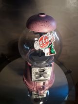 distributeur chewing gum vintage 70s, rose et moucheti or , 