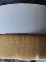 pouf coffre vintage avec tissu chiné laine orange