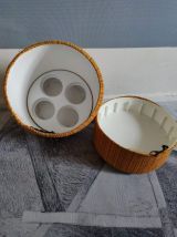 pouf coffre vintage avec tissu chiné laine orange