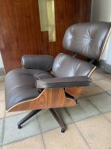 Charles EAMES - Lounge chair et ottoman cuir marron 
