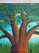 Peinture sur toile de l'artiste Sénégalais Maxseck. Vintage.