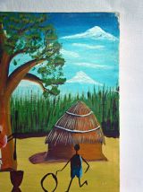 Peinture sur toile de l'artiste Sénégalais Maxseck. Vintage.