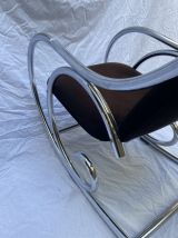 Fauteuil/rocking chair velour marron - Travail Francais 