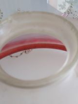 Suspension en verre gravé  style vintage avec perles couleur
