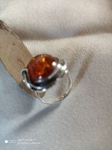 Superbes pendentif &amp; bague Ambre &amp; argent 925 décor feuilles