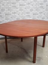 table  style scandinave  1960 a 75   plaquage teck  ronde 12