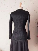 80s robe justaucorps stretch noir velours tulle S/L