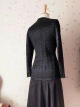 80s robe justaucorps stretch noir velours tulle S/L