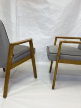 Paire de fauteuils scandinaves années 60 restaurés tissu gri