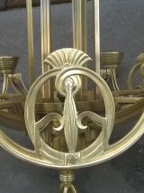Lustre en bronze et laiton époque art déco