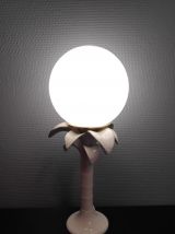 lampe palmier en céramique blanche italienne  globe opaline
