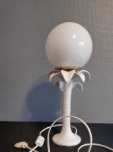 lampe palmier en céramique blanche italienne  globe opaline