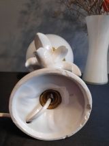 lampe palmier en céramique blanche italienne  globe opaline
