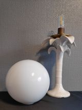 lampe palmier en céramique blanche italienne  globe opaline