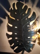 appliques feuilles murales en métal doré martelé