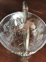 Coupe à fruits vintage avec anse étain