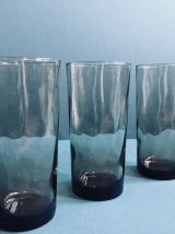 Lot de 6 jolis verres vintage en verre fumé