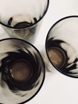 Lot de 6 jolis verres vintage en verre fumé
