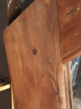 grand miroir asymétrique bois fruitier, chevillié  1970    ,