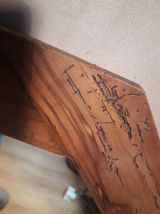 grand miroir asymétrique bois fruitier, chevillié  1970    ,