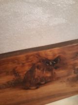 grand miroir asymétrique bois fruitier, chevillié  1970    ,