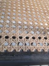 chaises pliantes bois noir et assise en cannage