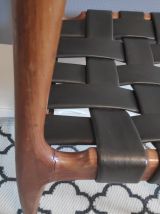 chaise structure bois et assise avec tressage en skaï