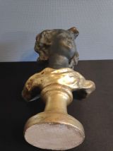 buste chérubin en plâtre noir et doré