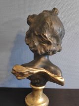 buste chérubin en plâtre noir et doré