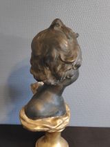 buste chérubin en plâtre noir et doré