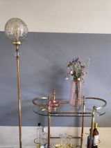 desserte bar 2 plateaux verre et structure en laiton