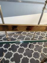 desserte bar 2 plateaux verre et structure en laiton