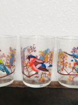 6 verres décor oiseaux  signés Reims