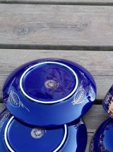 Théière et ses 5 tasses  bleues de Sèvres, porcelaine China