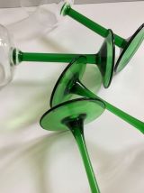 Lot de 4 verres à pied vert Vintage