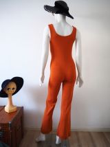 Combinaison pantalon pattes d'éléphant orange funky 70's
