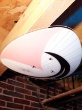 Suspension  palette plafonnier rose et noir design 1950 a 70