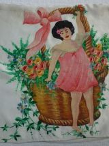 2 housses de coussin peintes à la main années 30