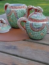 Théière &amp; sucrier porcelaine japonaise  forme dragon, Kutomi