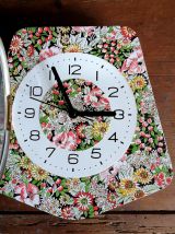 Horloge vintage, pendule murale "Kiplé Cerise Fleurs"