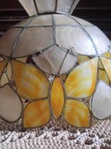 Suspension/lustre en nacre et en laiton 