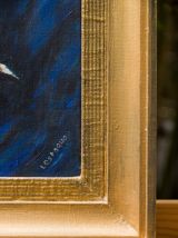 Peinture originale, pièce unique femme voilée et chat.