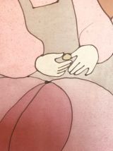 Rare panneau soie peinte Girofla années 70