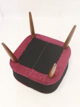 Tabouret en hêtre années 50 gansé magnifique tissu sur l’ass