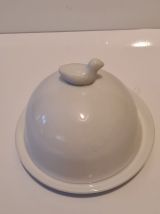 Beurrier Porcelaine blanche décor Oiseau