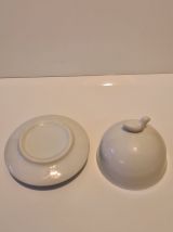 Beurrier Porcelaine blanche décor Oiseau
