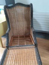 fauteuil, repose pieds  table basse osier marque GRANGE