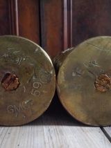 Paire de douilles d'obus sculptées (Art des tranchées)