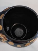 cache pot panthère en céramique noir et or