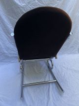 Fauteuil/rocking chair velour marron - Travail Francais